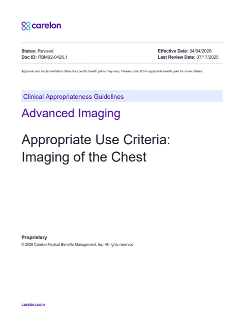 Clinical Appropriateness Guidelines for Imaging of the Chest