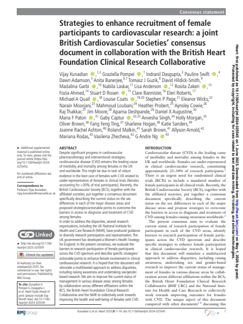 Strategies to Enhance Recruitment of Female Participants to Cardiovascular Research — cover