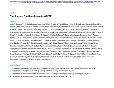 The Common Fund Data Ecosystem (CFDE)