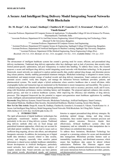 A Secure And Intelligent Drug Delivery Model Integrating Neural Networks With Blockchain