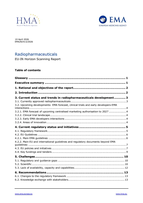 Radiopharmaceuticals - EU-IN Horizon Scanning Report